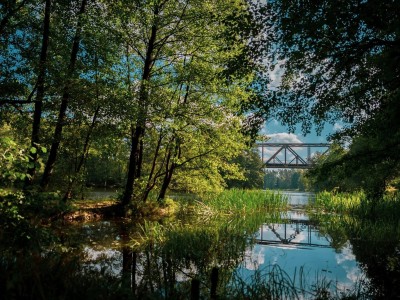Męcikał, widok na most kolejowy